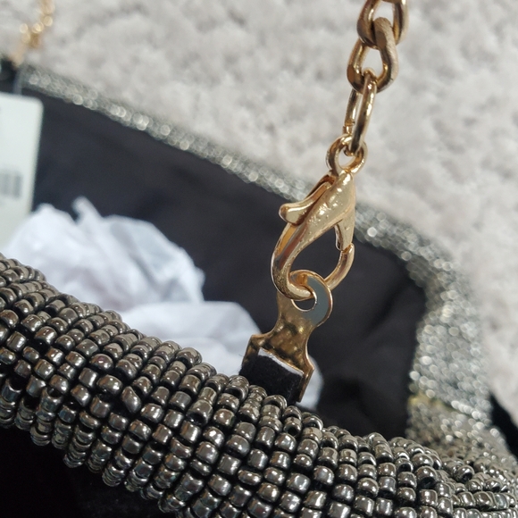 Anthropologie Elegant Black Velvet Beaded Evening Clutch Bag - Picture 11 of 14